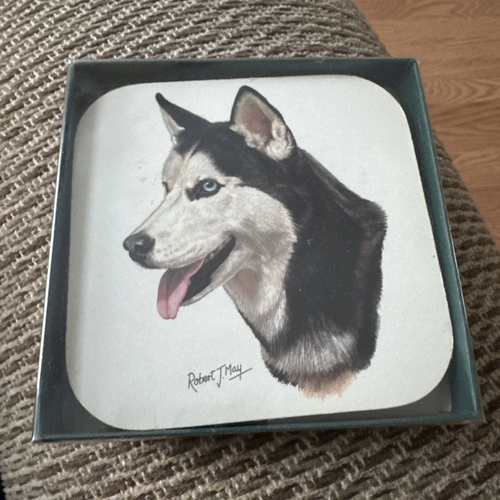 Siberian Husky Coasters Set of 4 Cork Backed 4